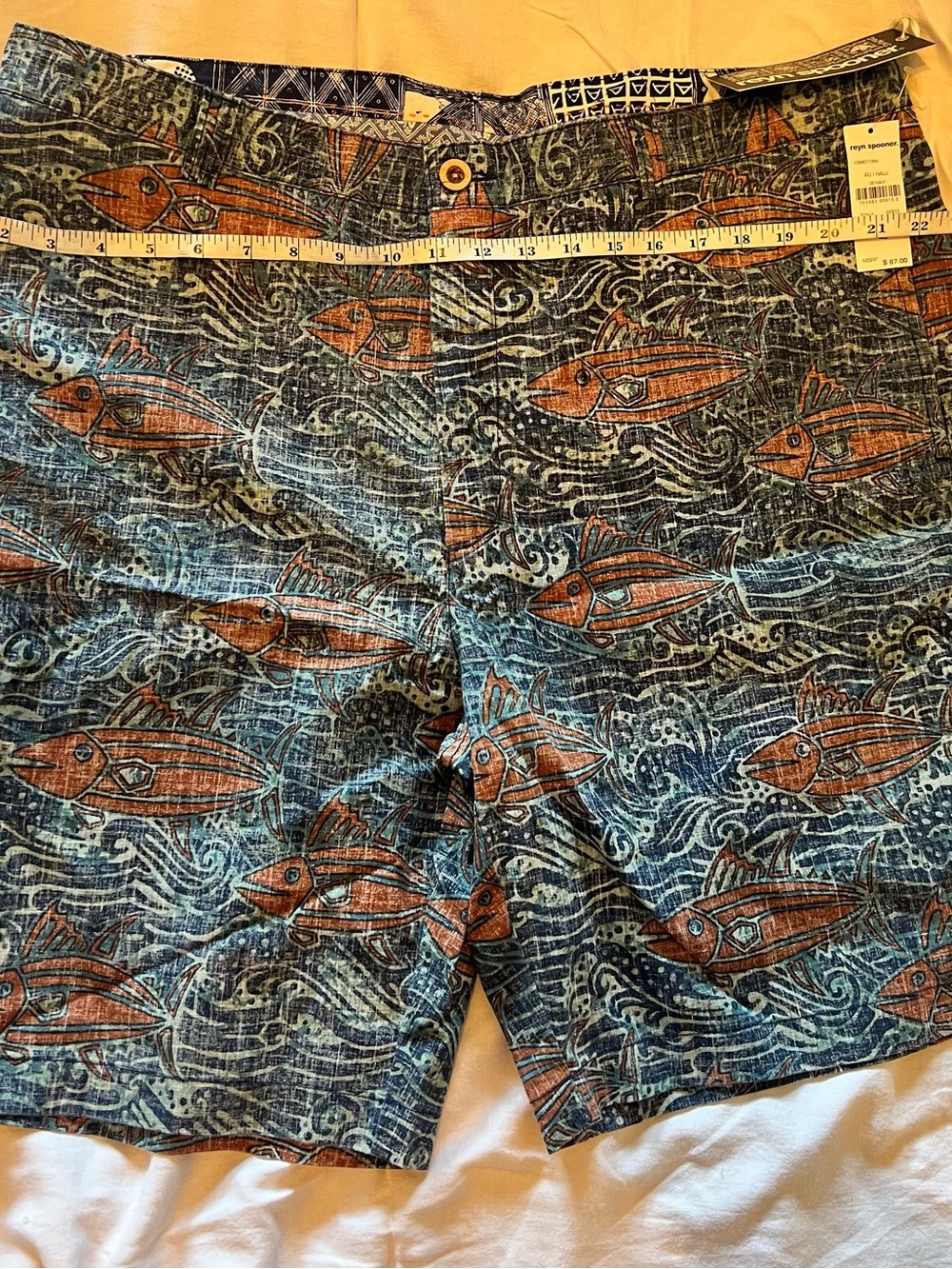 reyn spooner Blue Shorts with Orange Fish Print NWT
